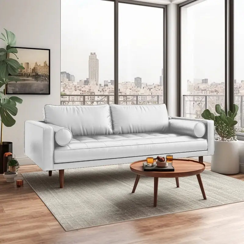 70 Faux Leather Square Arm Sofa